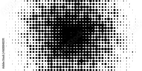 Dotted halftone gradient texture. Vanishing polka dot background. Repeating dots gradation pattern background. Black fading comic pop art overlay backdrop. Raster effect wallpaper. Vector halftone