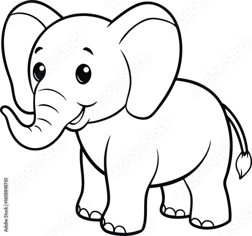 A cute cartoon elephant isolated on white background