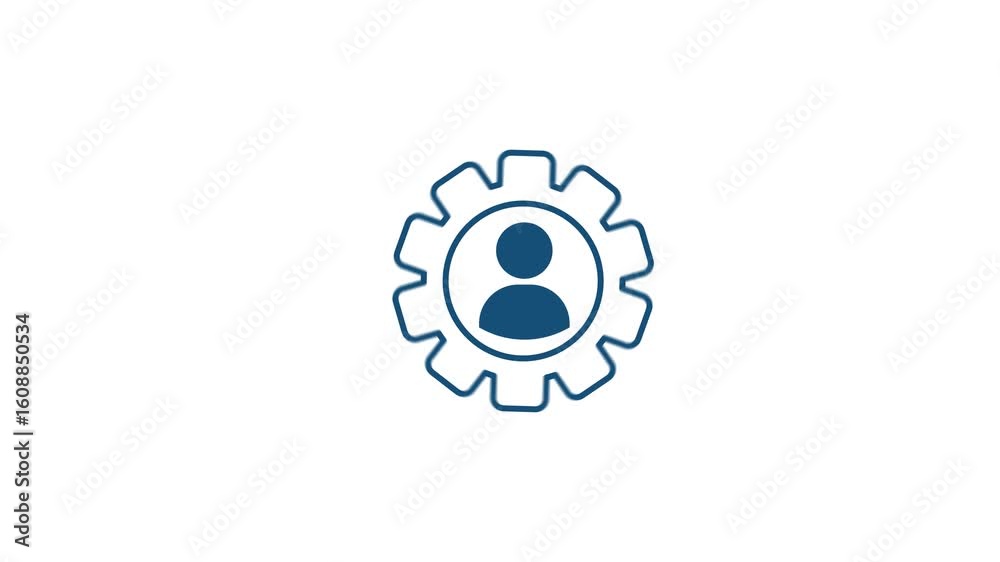 Animated User Profile Settings Icon with Gear Rotation for Account and Interface Customization
