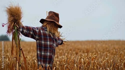 Scarecrow in a golden field
