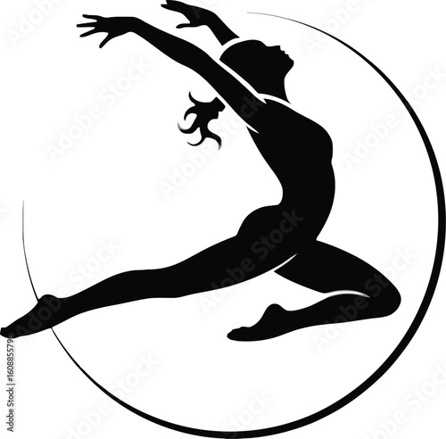 Dynamic Female Gymnast Silhouette: Elegant, Powerful, Abstract Vector Art