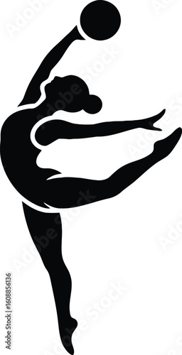 Dynamic Rhythmic Gymnastics Silhouette: Elegant Black and White Athlete Pose