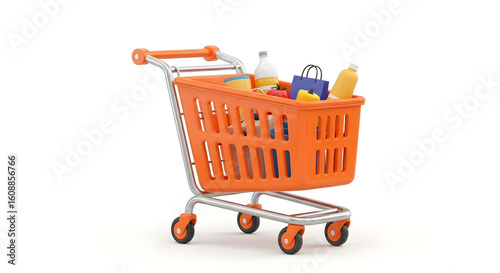 Wallpaper Mural 3d orange shopping cart icon isolated on transparent background. Png Torontodigital.ca
