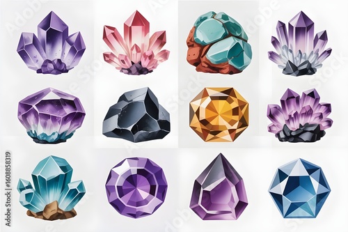 set of colorful diamond