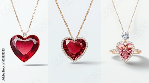 Stunning Heart-Shaped Pendants and Rings Featuring Elegant Diamond Accents