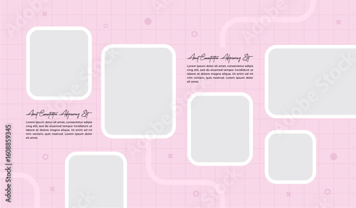 Pictures or photos frame collage, page grid layout abstract photo frames and digital photo wall template
