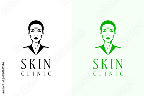 illustration of mature woman face with skin lines, icon, vector logo for cosmetics brand, makeup, dermatologist, healthy skin, skin care, skin wellness, skin specialist, skin clinic, and more