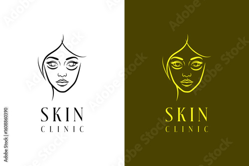 vector illustration woman face designed with soft loops, logo for skin care, skin wellness, dermatologist, healthy skin, anti aging, facial clinic, beauty clinic, cosmetics brand, skin clinic and more