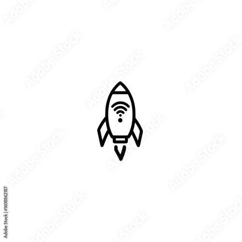Flat rocket and wifi signal icon vector representing internet connectivity innovation or business growth
