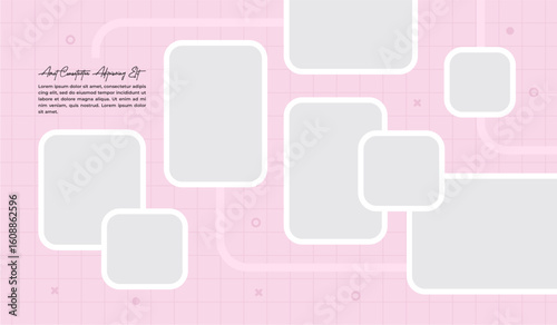Pictures or photos frame collage, page grid layout abstract photo frames and digital photo wall template