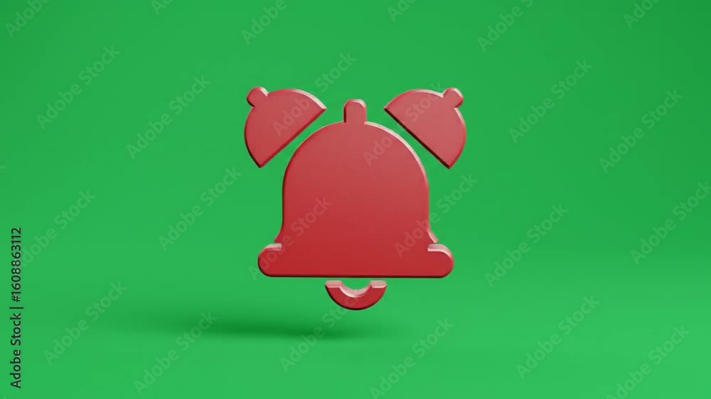 Red notification bell icon with heart wings on green background symbolizing love alerts