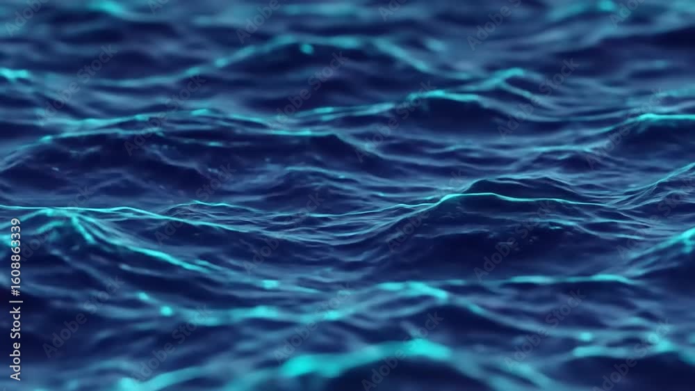 Calm ocean waves gently rolling under a twilight sky, creating a serene and tranquil atmosphere