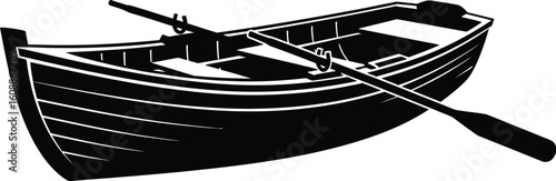 Vector art of a rowboat is floating the water