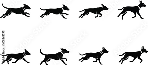 Wallpaper Mural Vector art of a dynamic animation sequence shows a black dog running Torontodigital.ca
