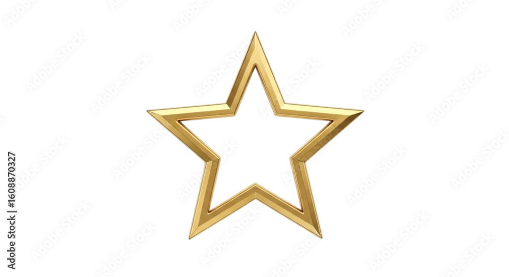 Obraz premium A single golden star outline ornament isolated on transparent background