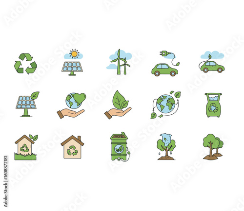 Eco-Friendly & Sustainability Icons – Flat Vector
