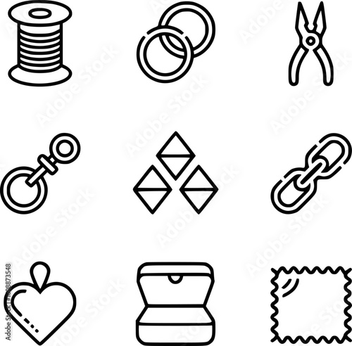 Collection of jewelry making tools and components spool thread