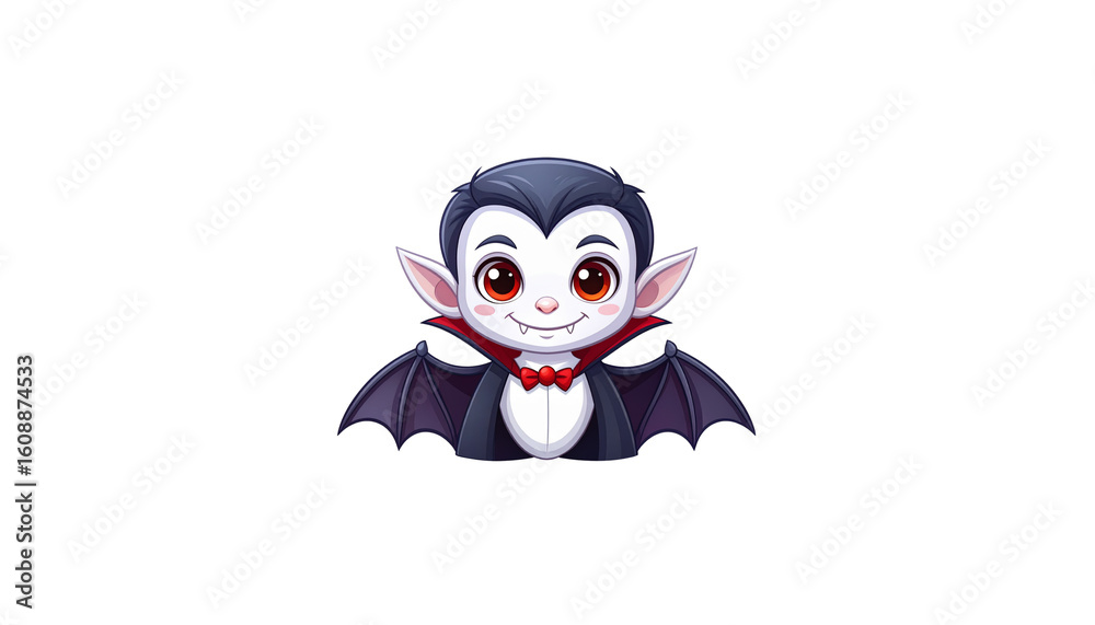 Fototapeta premium Cute little vampire on a white background.