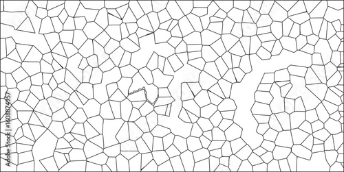 Abstract vector illustration of a voronoi diagram style pattern with irregular cell shapes and outlines creating an organic and modern design