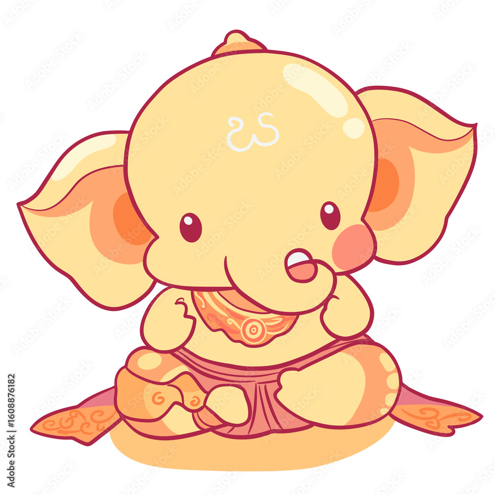 Obraz premium Adorable Baby Ganesha Characters – Hindu Elephant God Illustration