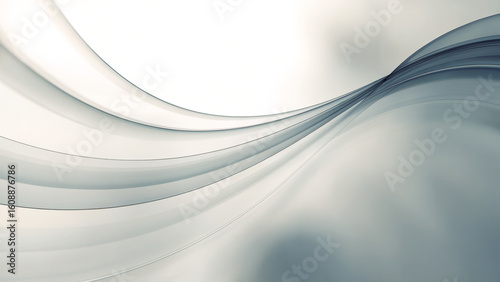 Abstract background featuring flowing white and gray waves with subtle gradient and soft lighting