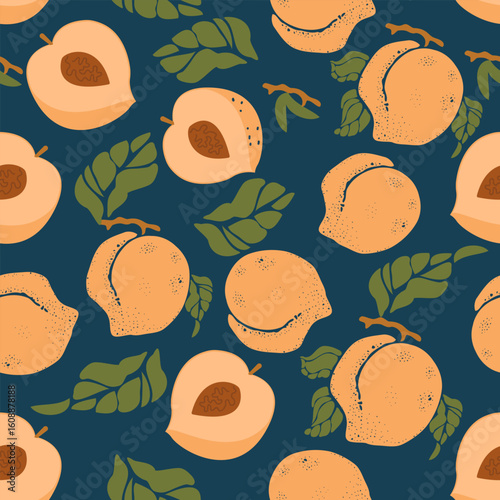 Seamless pattern with peaches
