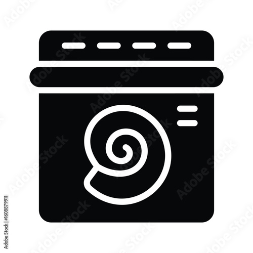 Trendy glyph icon of curled ancient fossil shell