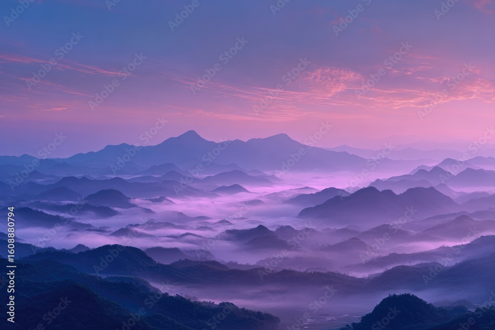 Fototapeta premium Misty mountain range at dawn (1)