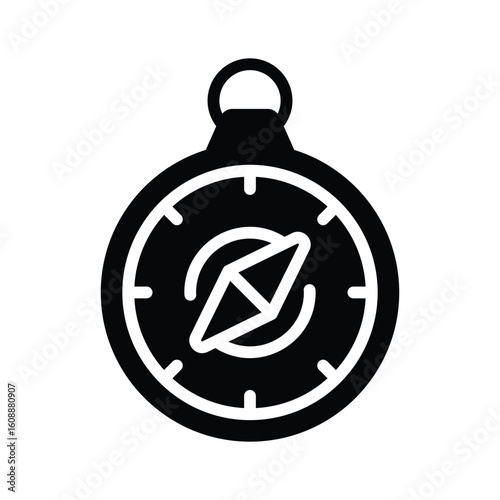 A handy glyph icon of round travel compass