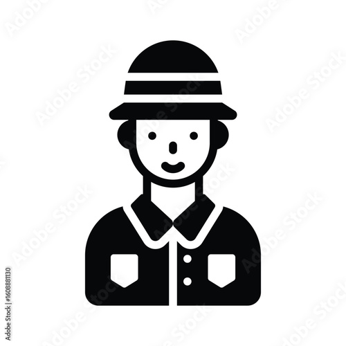 Premium glyph style icon of archaeologist holding brush