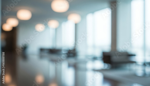Obraz na płótnie Bright workspace with diffused light and minimalist decor, represented with an intentional blur to emphasize concept over clarity