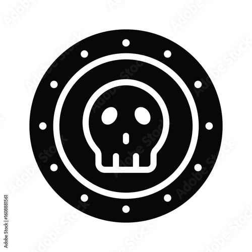 Easy to use glyph icon of ancient skull coin