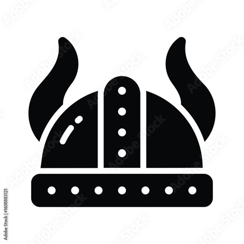 Sleek glyph style icon of traditional viking helmet