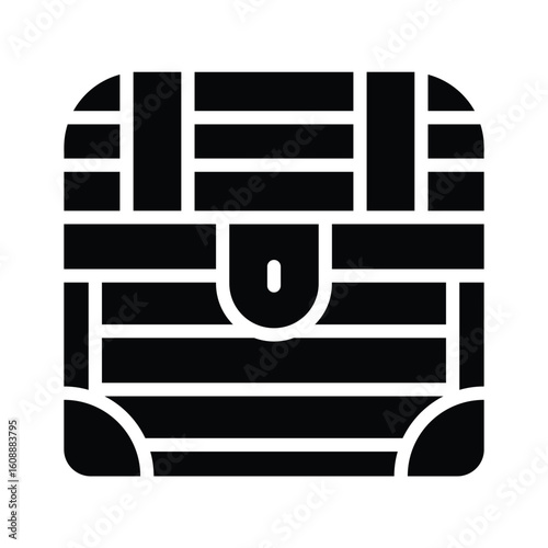 Trendy glyph style icon of hidden treasure box