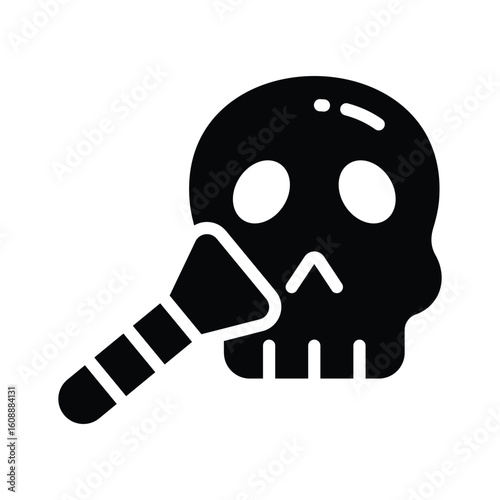 Handy glyph icon of ancient human skull