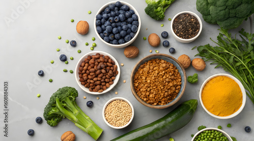 Wallpaper Mural Healthy Assortment of Whole Foods on Gray Surface Torontodigital.ca