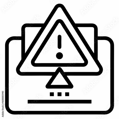 Email Spam Alert Icon – Minimal Black Line Vector for Phishing and Online Security