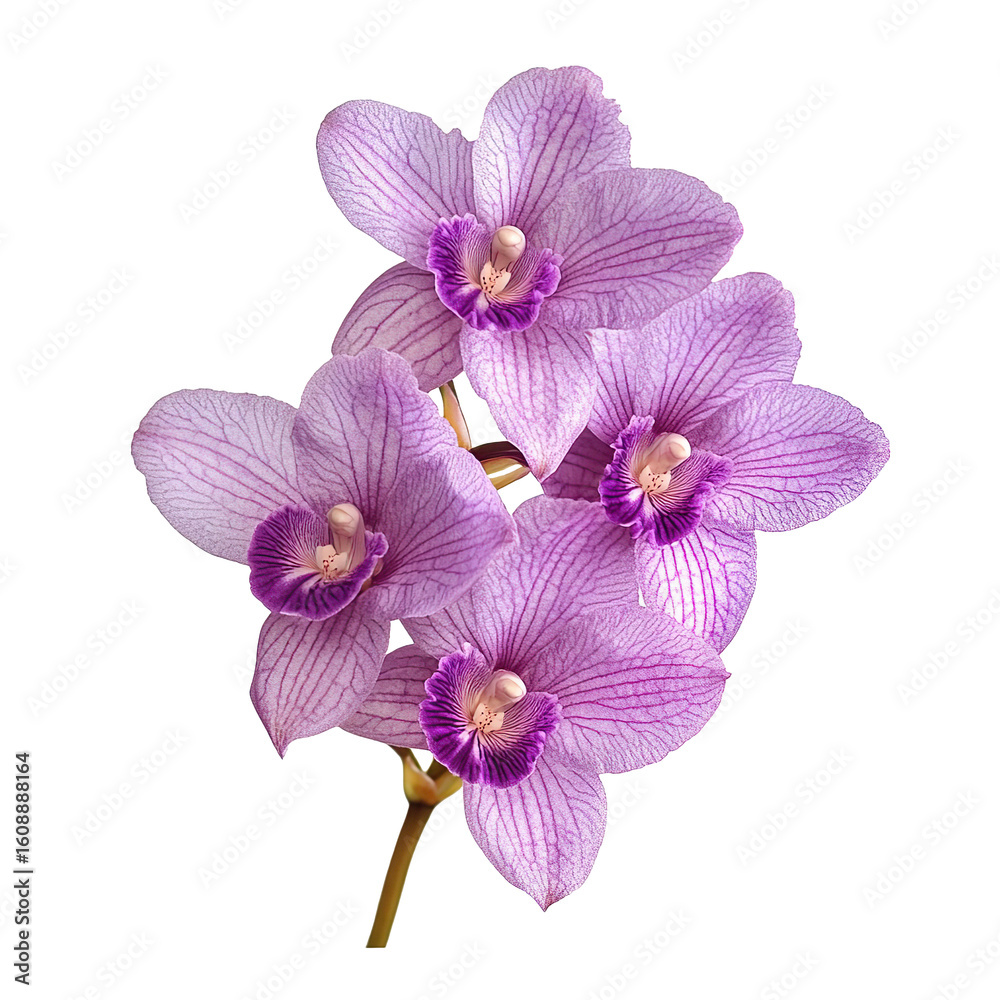 Purple dendrobium orchid flowers with striped petals isolated on transparent background Purple dendrobium orchid flowers with striped petals isolated on transparent background