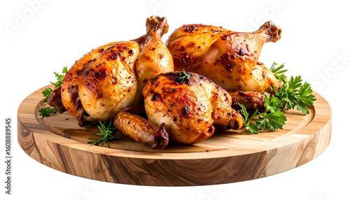 Roasted chicken on wooden board (2)