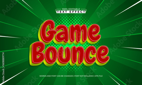 game bounce editable text effect with a game and kids text style