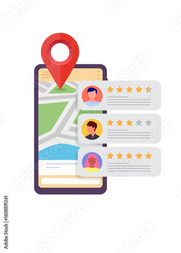 Local searches analysis and ranking concept illustration