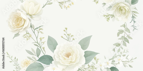 Chic Pastel Botanical Watercolor Clipart – Ivory and Butter Yellow Flowers with Dusty Toned Green and Blue Leaves on Transparent
