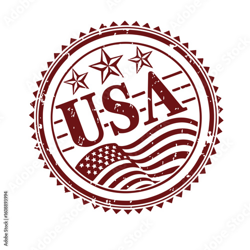 usa stamp, red, distressed, grunge, circular, stars, blank, textured, vector, illustration