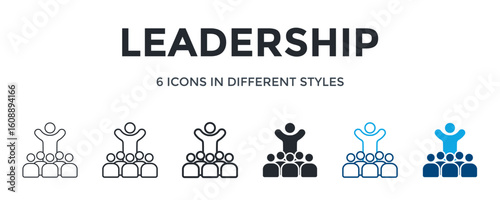 Leadership Icon In Different Style Vector Illustration. Designed In Thin Line, Regular Line, Bold Line, Glyph, Color Line, And Color Glyph Style Can Be Used For Web