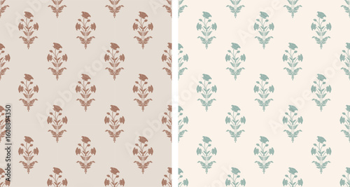 Mughal flower motif seamless pattern. Traditional flower pattern illustration. Flower pattern for fashion, fabric, textile, and wallpaper.