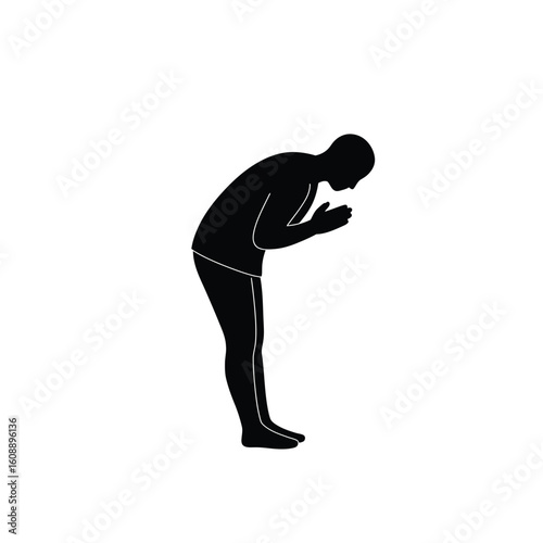Respectful Bowing Person Silhouette Icon