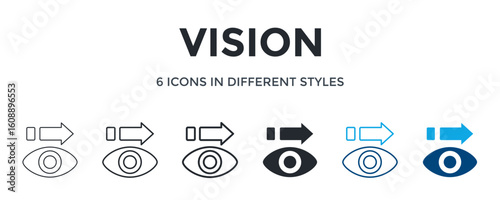 Vision Icon In Different Style Vector Illustration. Designed In Thin Line, Regular Line, Bold Line, Glyph, Color Line, And Color Glyph Style Can Be Used For Web