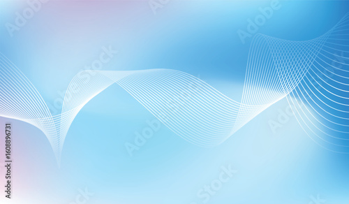 Abstract blue gradient background with sparkling wavy lines. Minimal background.