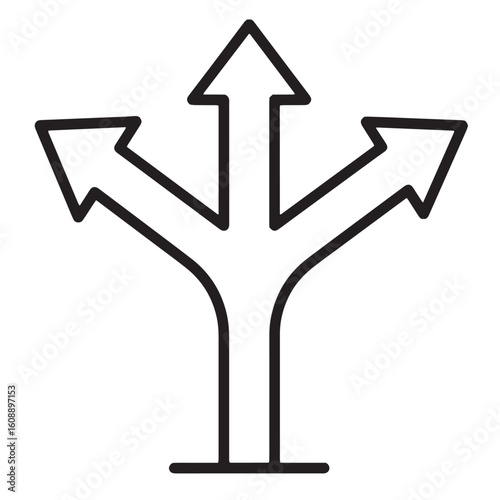 Directional arrows showing three separate paths decision making choice navigation vector illustration