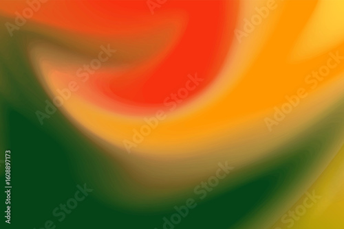 A colorful abstract image with radiant curves of red, orange, green, and yellow, forming a smooth transition and immersive depth.